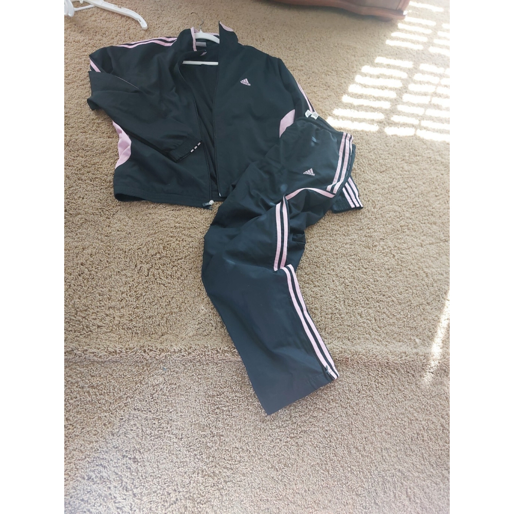 Vintage Womans Adidas Nylon Set,jacket Xl, Pants Medium,Preowned